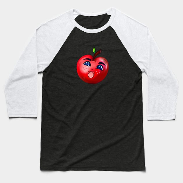 Smiling anime manga red apple Baseball T-Shirt by Artonmytee